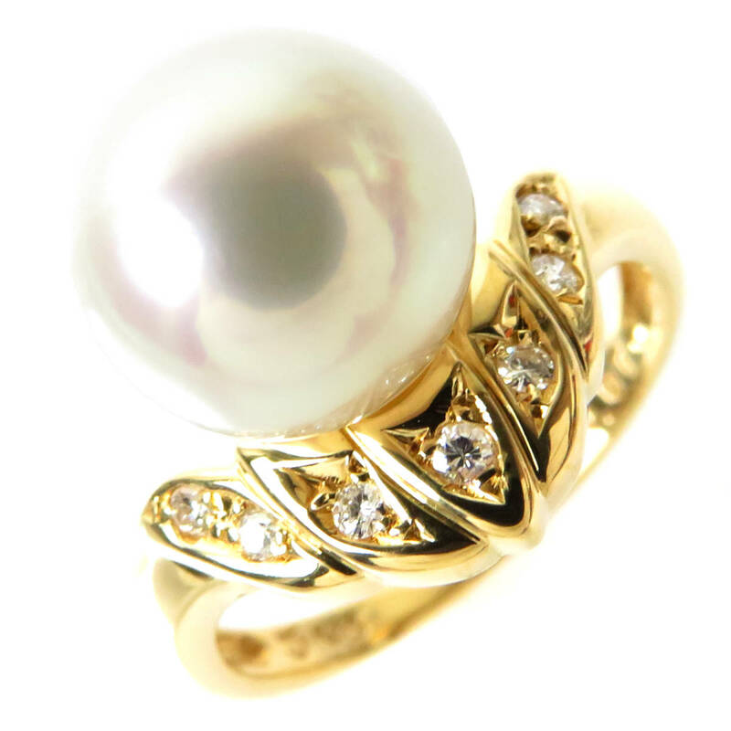 新品仕上げ TASAKI タサキ アコヤ真珠 9.4mm ダイヤモンド 0.07ct 指輪 リング ホワイトピンク K18YG 7P 11号 11.5号 パール 送料無料