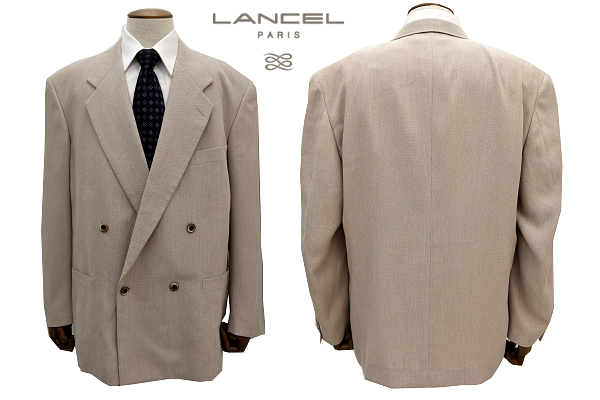 L-1733★LANCEL PARIS ランセル パリ★正規品 日本製 ベージュ ダブル ブレザー テーラードジャケット Ｌ