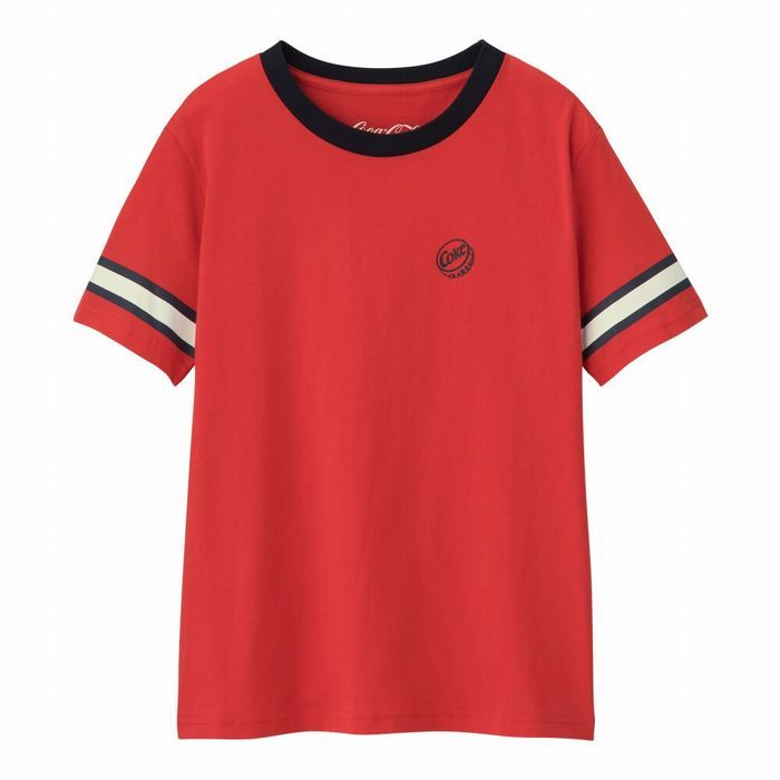 レディース新品A495■Mサイズ■GUコカ・コーラTシャツ赤色Coca-Cola