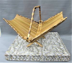 茶道具　竹製　折り畳み式　盛器　菓子器　小物入れ　紙箱入り　工芸品　
