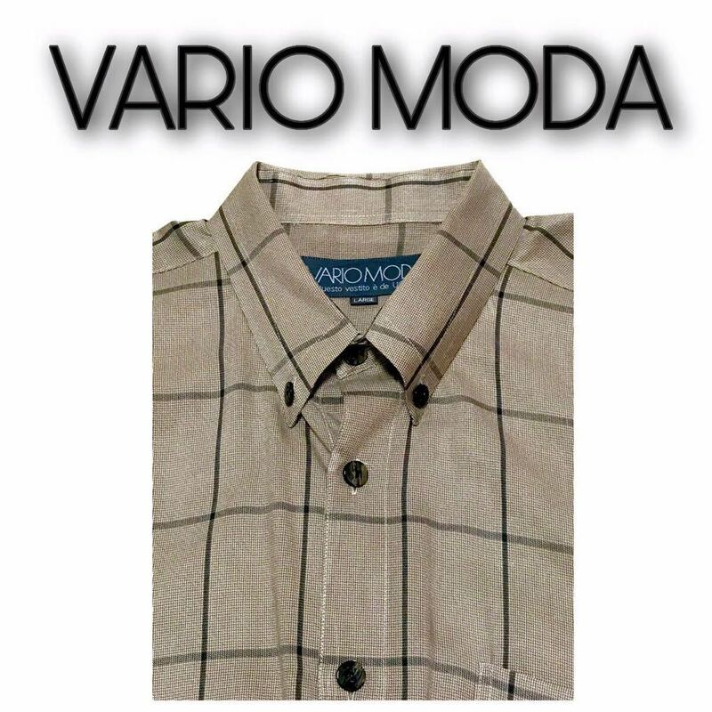 高級◆美品◆VARIO MODA◆日本製、レーヨン100%、ボタンダウン長袖シャツ、オシャレボタン、 Lサイズ