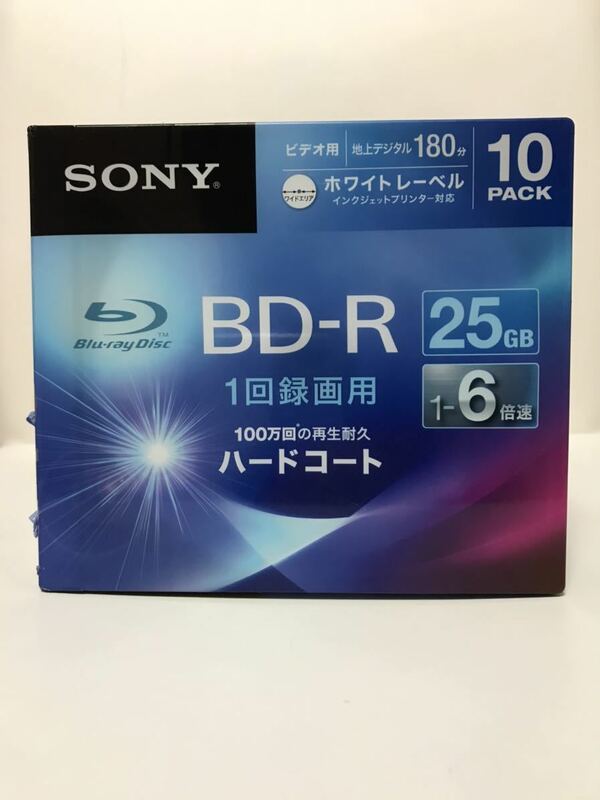 SONY ビデオ用BD-R 追記型 片面1層25GB 6倍速 ホワイトプリンタブル 10枚パック 10BNR1VGPS6 未使用新品