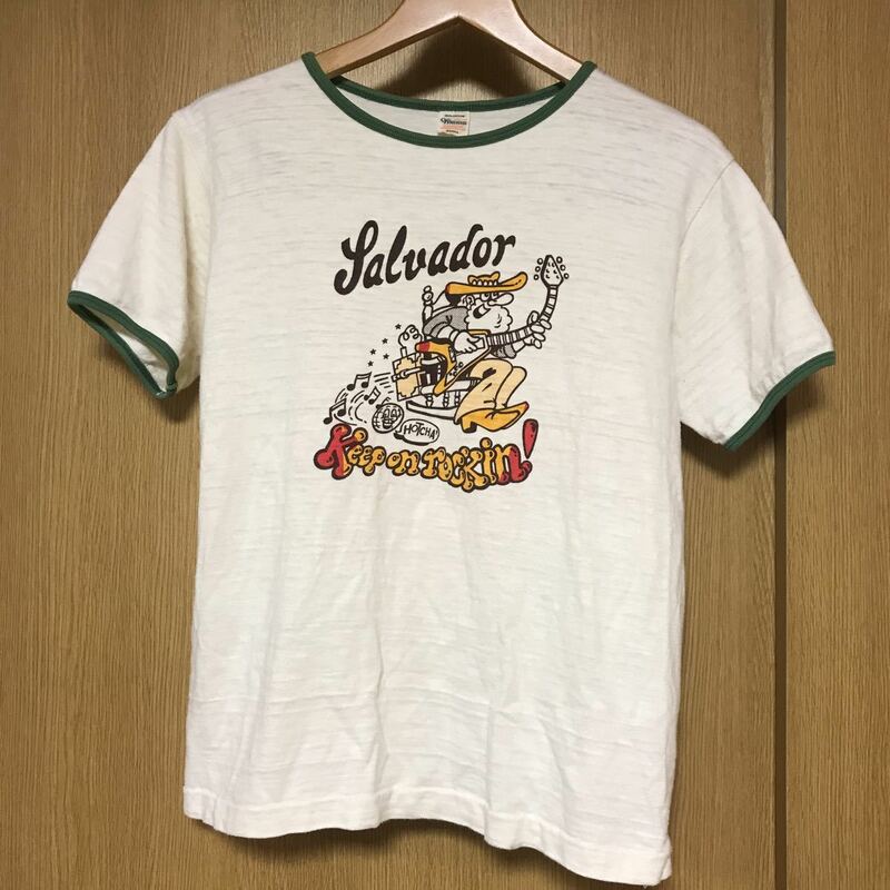 希少　ウエアハウス Tシャツ S 36 リンガーTシャツ　ポップデザイン　半袖Tシャツ Ｔシャツ　WAREHOUSE 定番 ムラ糸 シャドーボーダー