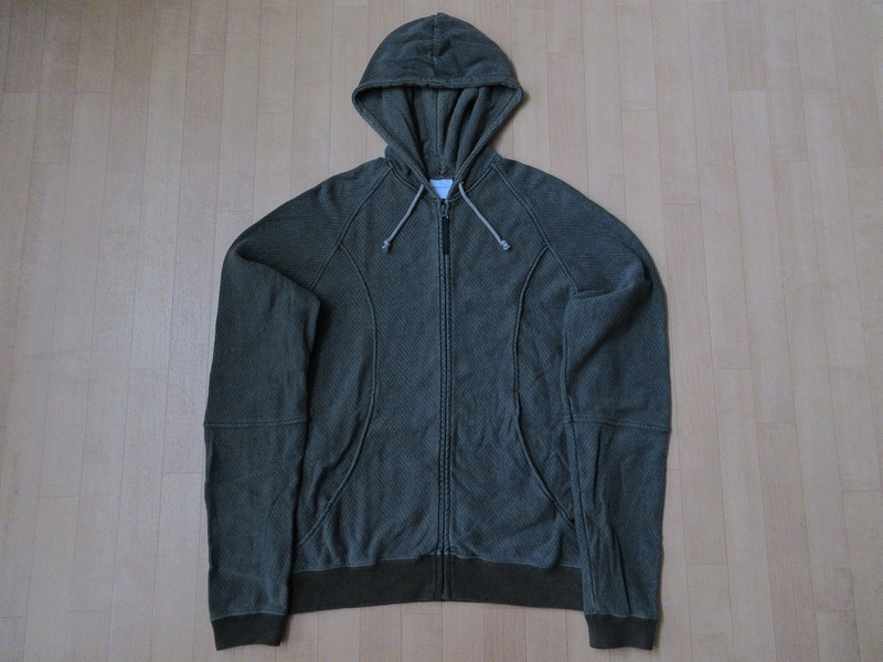 00's GOODENOUGH Tweedy Sweat ヘリンボーン柄 フルジップ パーカー L グッドイナフ 総柄 フーディー フード スウェット GDEH藤原ヒロシ HF