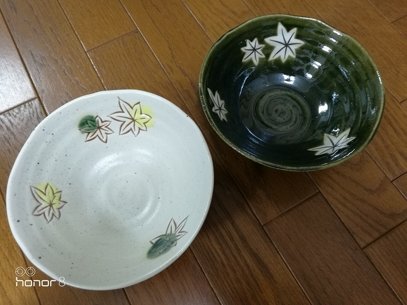 ●未使用 【 たち吉 TACHIKICHI 】 楓 そば鉢 対 968-348 陶磁器 陶器 食器 18×7ｃｍ