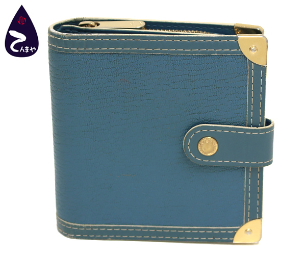 【質Shop天満屋】【必見】ルイ・ヴィトン コンパクトジップ ファスナー付二つ折り財布 スハリ:ブルー (M91829)