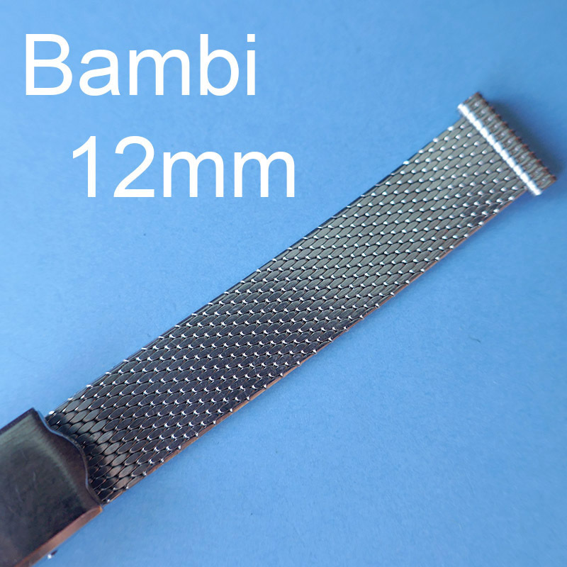 1２ｍｍ　１４、５ｃｍ　バンビ　ステンレス 銀色　腕時計　ベルト　バンド　レトロ　ヴィンテージ　vintage watch bambi