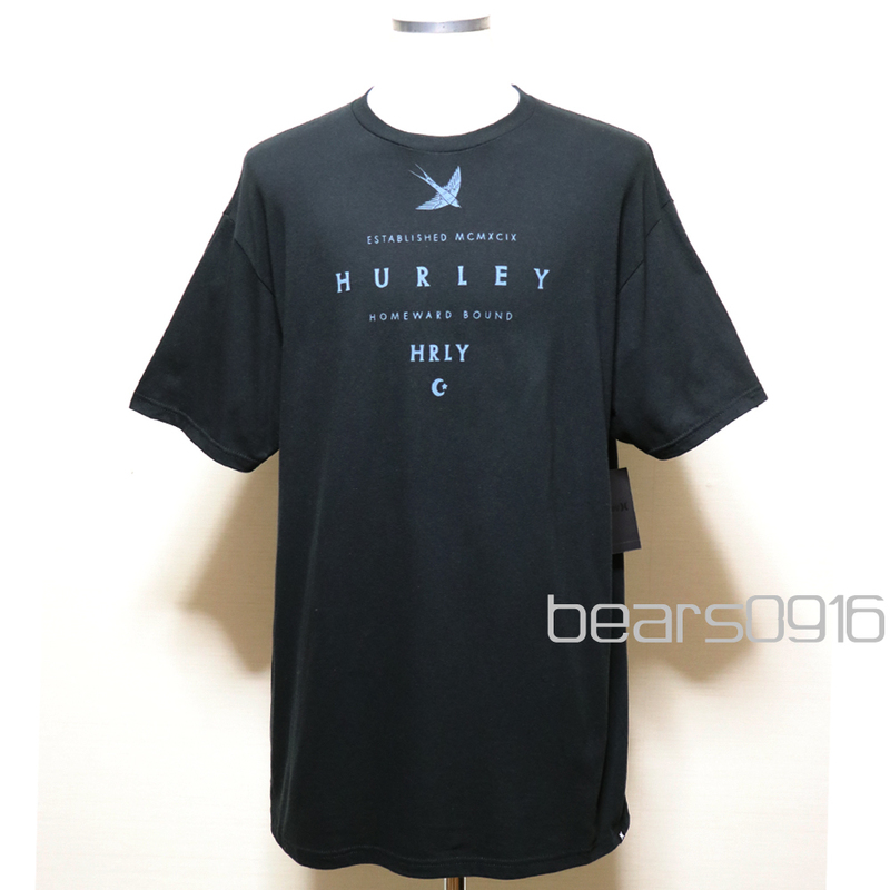新品アメリカ正規品 Hurley ハーレー homewardプリント クルーネックTシャツ 黒XL