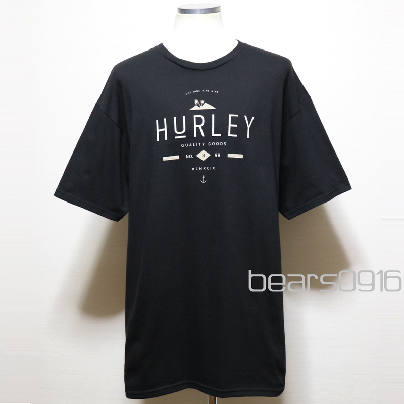 新品アメリカ正規品 Hurley ハーレー THE GOODSプリント クルーネックTシャツ 黒XL