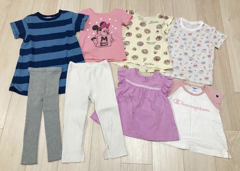 ☆子供夏服8点セット☆100サイズ 幼児 女の子 半袖 Tシャツ ワンピース リブレギンス キッズ breeze UNIQLO Gap