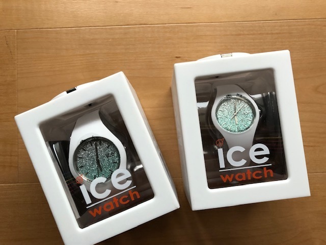新品 未使用 ペア セット 付属品付 ice watch アイスウォッチ ICE lo ホワイト ターコイズ グリッターダイアル 013430/26 クオーツ 腕時計
