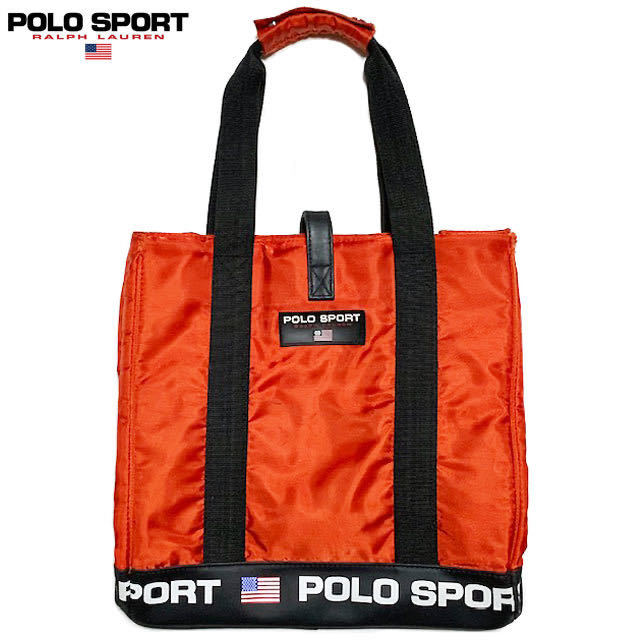 国内正規品■POLO SPORT (ポロスポーツ) 90sヴィンテージ 星条旗ロゴ トートバッグ 赤黒 ラルフローレンRalph Lauren