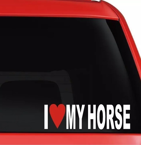 I ラブ MY HORSE　ホワイト　ライダーの車にピッタリ　防水　ステッカー　車や家の装飾に　貼り方自由　馬　乗馬 　馬術