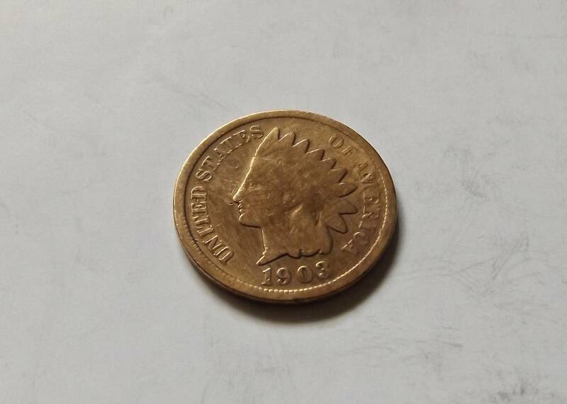 アメリカ合衆国　1セントコイン　1903年　　　送料無料（12179）インディアンヘッド　USA貨幣　お金 貨幣　硬貨　ペニー　ドル