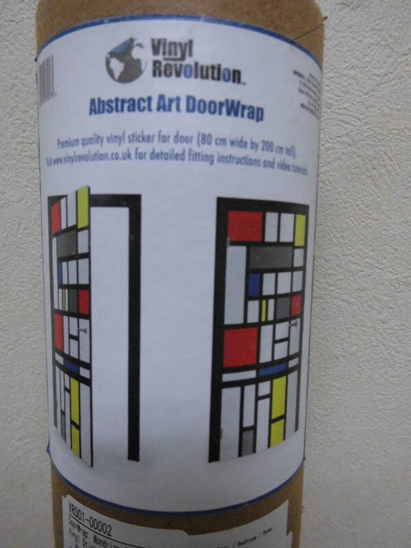 F6）Vinyl Revolution　DoorWrap:Mondrian Abstract Art Vinyl Sticker for Door VR001-00002(80×200cm）ビニールウォールステッカー ドア