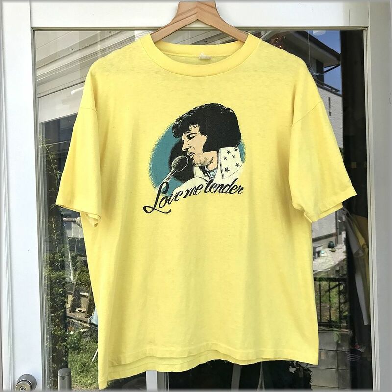 ★エルビスプレスリー　Love me tedner　70s　USA製　Tシャツ　size XL　mayo SPRUCE★ ビンテージ