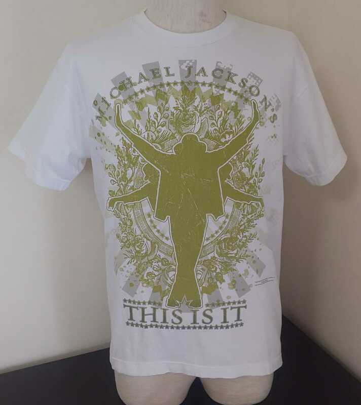 古着 マイケル・ジャクソン 半袖Tシャツ M ホワイト Michael Jackson オフィシャル THIS IS IT 2009 UNIVERSAL MUSIC