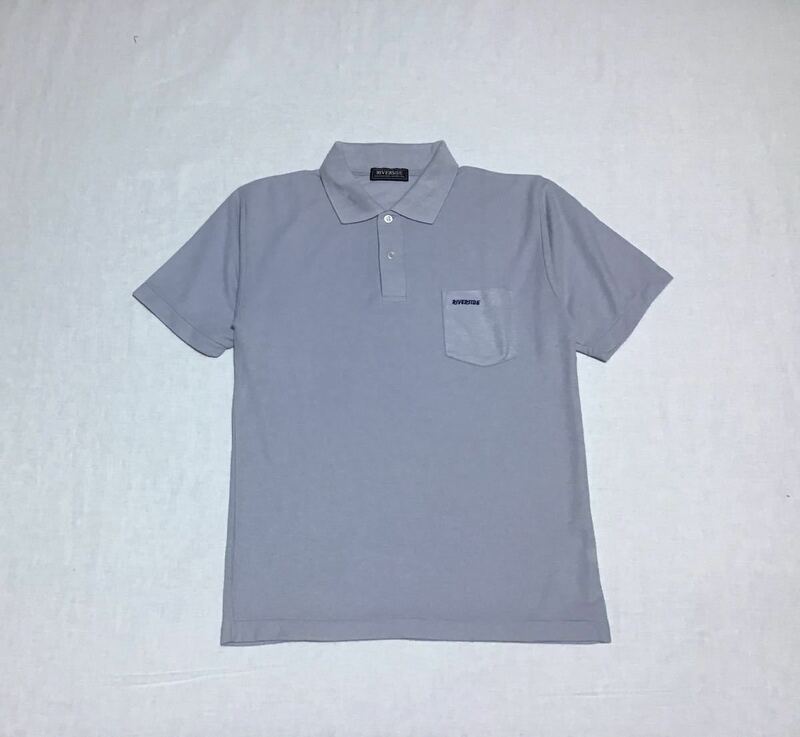 RIVERSIDE // 半袖 ロゴ刺繍 ポロシャツ (ライトグレー) サイズ M