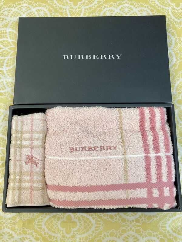 新品/BURBERRY/フェイスタオル/ミニテリー/タオルハンカチ/正規品/バーバリー/Burberrys/綿100%/ノバチェック/未使用/ピンク/匿名発送/即決