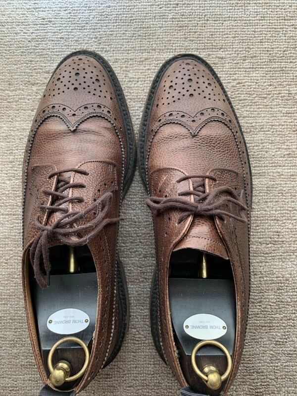 トムブラウン　ウイングチップ　グレーグログランレア　最初期　最初期シューツリー付き　thom browne shoes