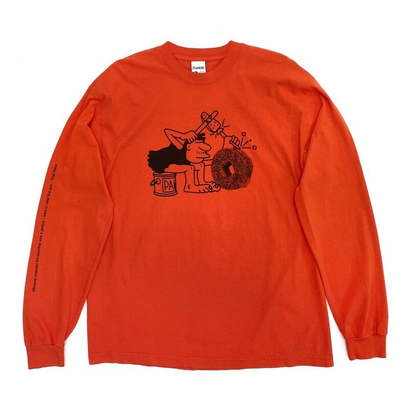 激レア 限定 完売 新品未使用◆XL◆Virgil Abloh × POWERS SUPPLY Bench L/S Tee Orange◆コラボ ロンT Kilroy Eric Elms white LV