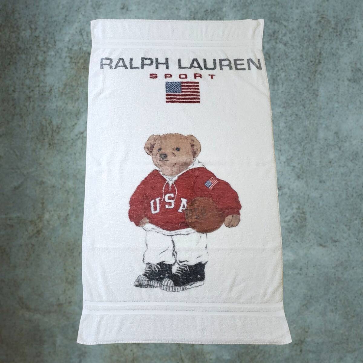 【レア　クリーニング済】　Ralph Lauren　Polo Sport　ポロスポーツ　ラルフローレン　ポロベア　バスタオル　ビーチタオル　大判　90s