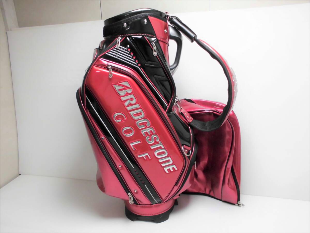 ■BRIDGESTONE ブリヂストン キャディバッグ ゴルフバッグ レッド エナメル■