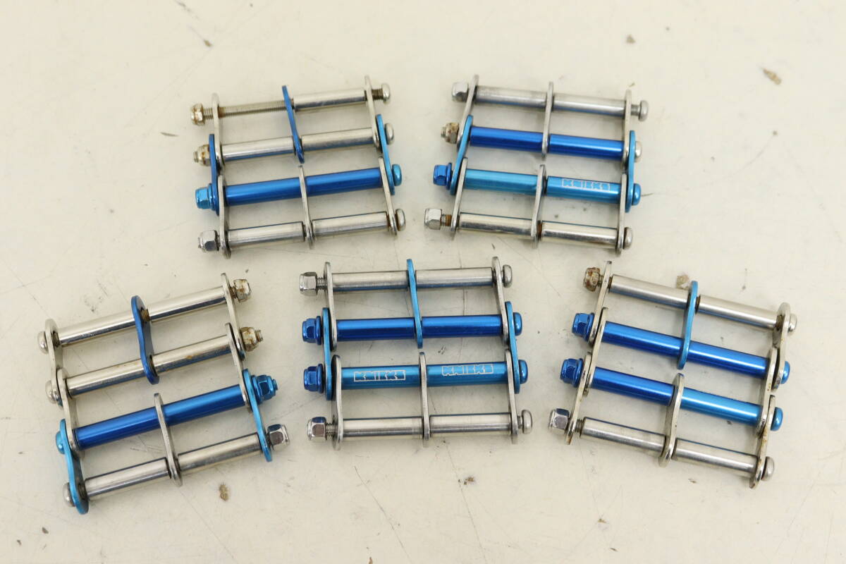 【送料無料】 5個セット 4連チェーン シルバー×ブルー 腰袋カスタム 腰道具 金具 13U559