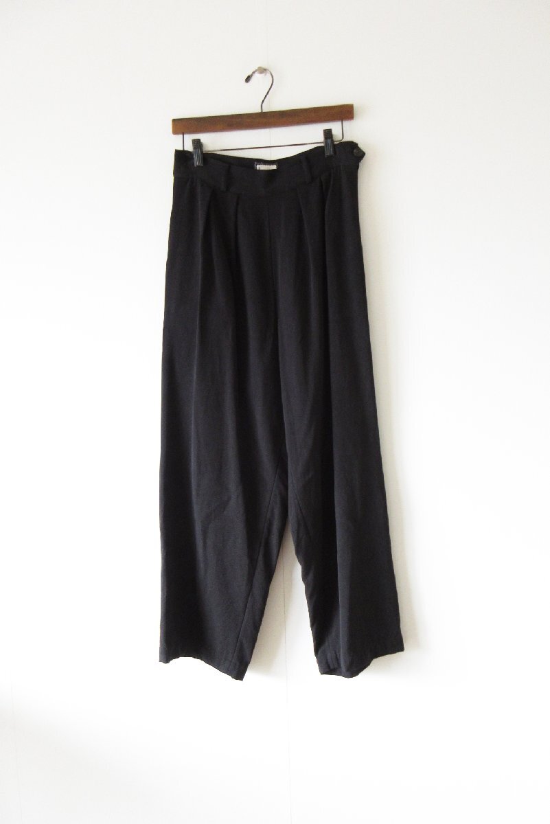 美品 2022 humoresque / ユーモレスク KA2402f silk cotton wide pants 36 BLACK / シルクコットン ワイドパンツ CL