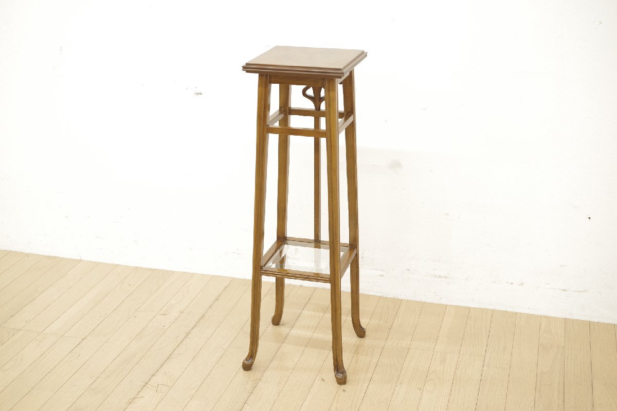 Medea メデア サイドテーブル 高級輸入家具 ガラス天板 飾り棚 花台 電話台 アールヌーヴォー様式 リビング 店舗 クラシカル エレガント