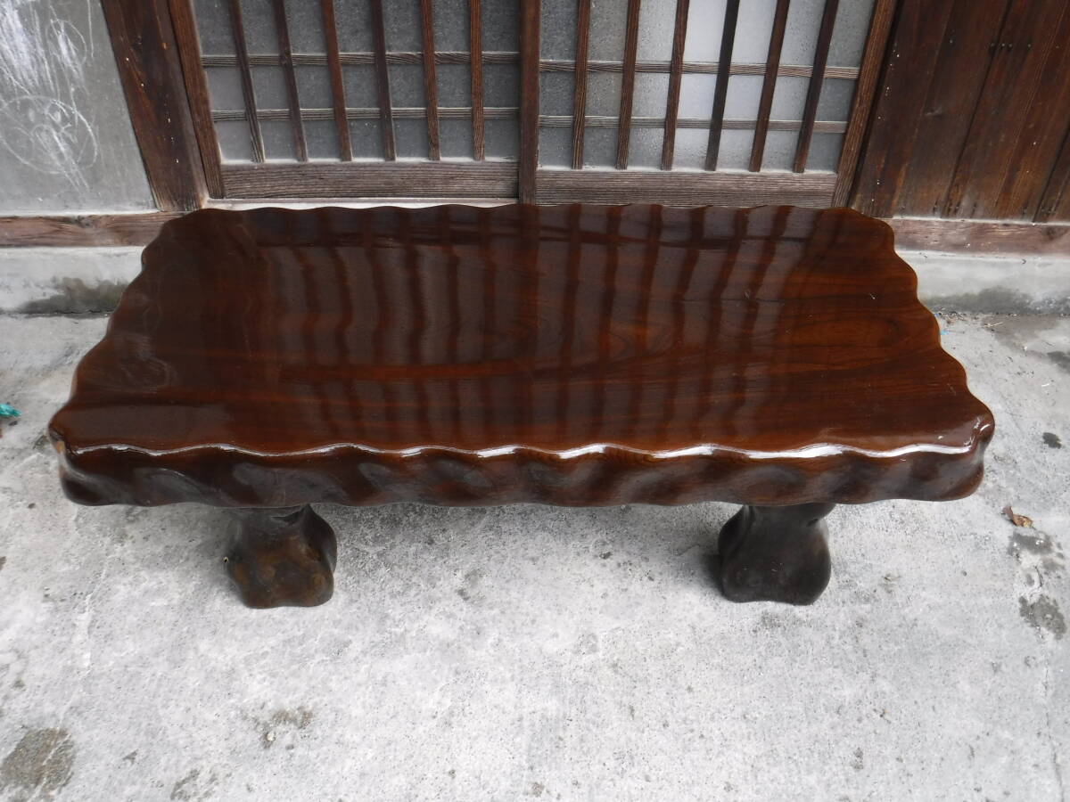 E43◇天然木 一枚板 座卓◇120×57cm41cm◇天板厚10cm◇座敷机 和家具 和風 欅◇無垢材◇センターテーブル ローテーブル◇直接引取り可能