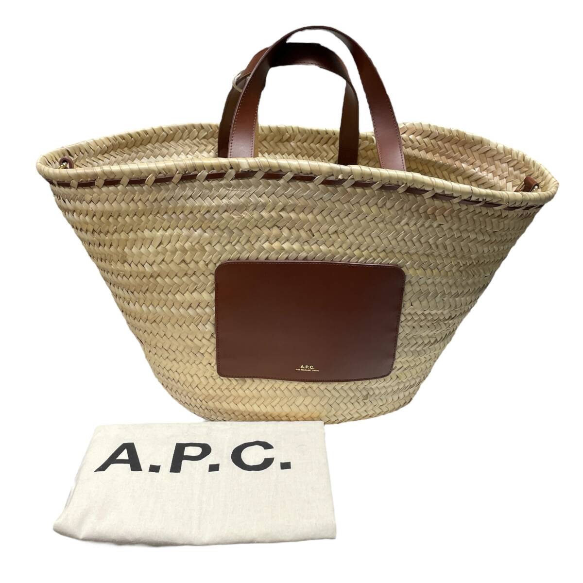 ◆未使用品◆ A.P.C. アーペーセー かごバッグ 2WAY PLAAB F61587 トートバッグ ストロー/カーフレザー レディース 保存袋有 kyV18208NF