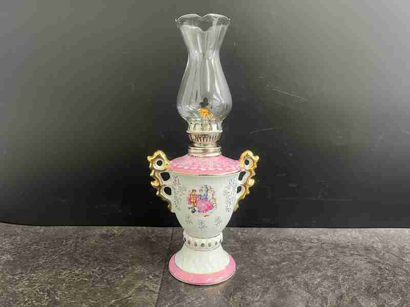 CT11502　 レトロ　陶器製　オイルランプ　