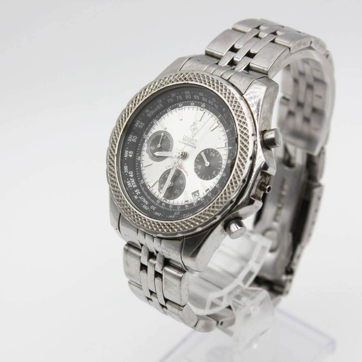 W250926-21 MUSK ムスク MMT-010 メンズ腕時計 クォーツ デイト クロノグラフ ジャンク 文字盤シルバー