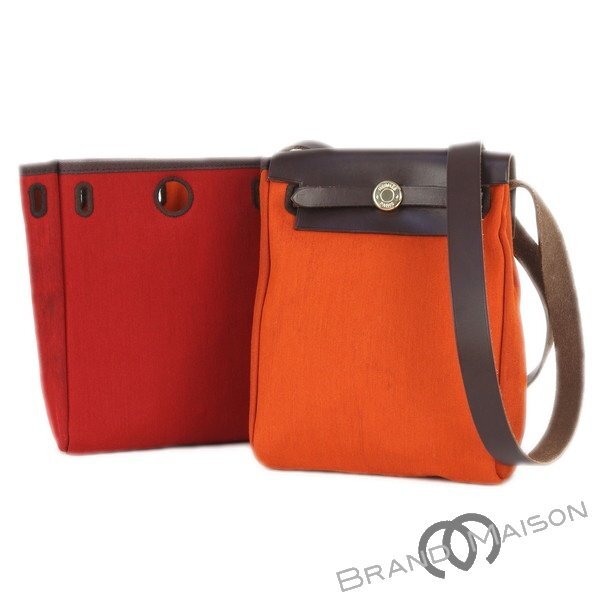 Bランク【エルメス】エールバッグTPM/ショルダーバッグ/オレンジ/レッド/□H刻印/レディース/HERMES