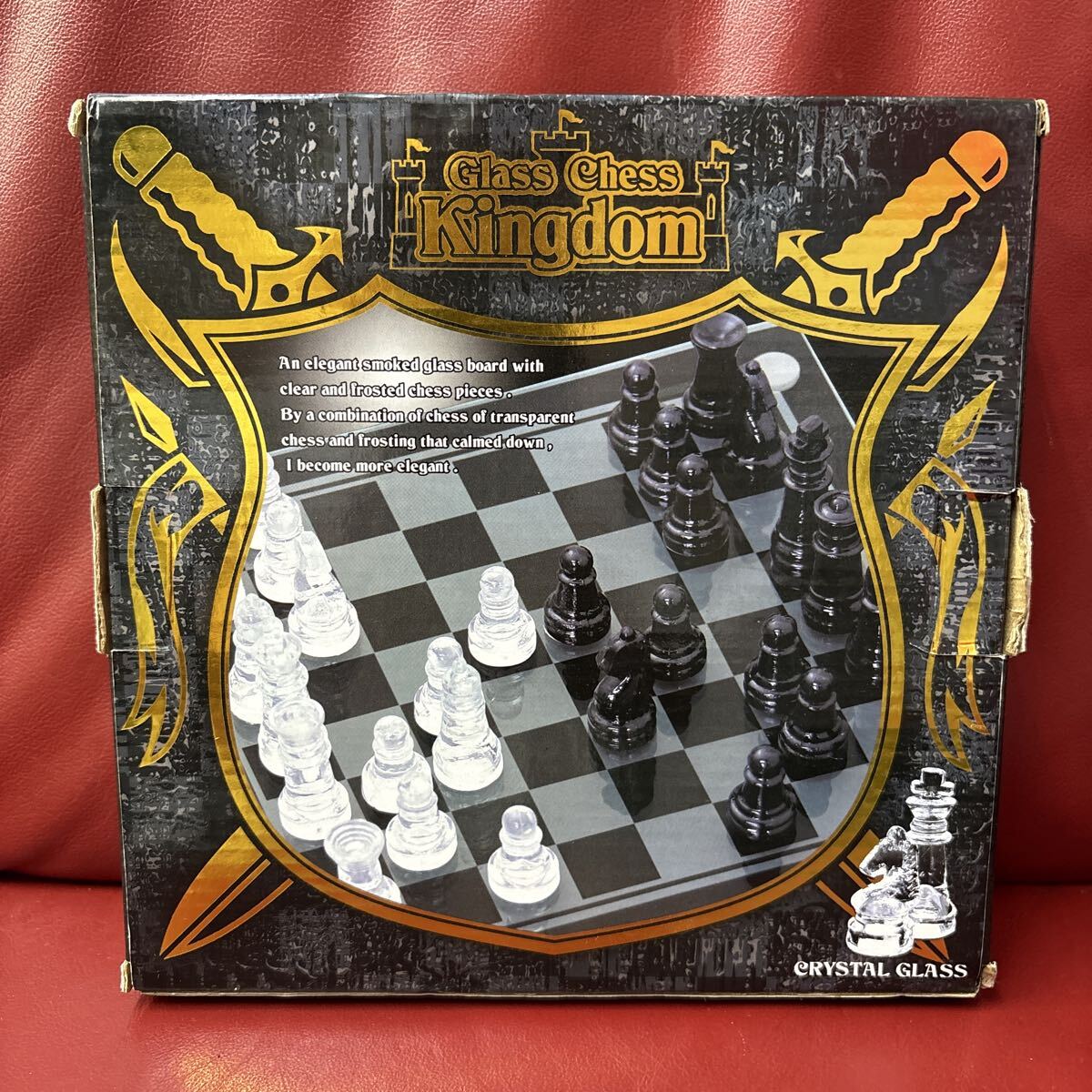 ■未使用品 グラスチェスセット　キングダム GLASS CHESS SET クリア　ブラック　 チェス ボードゲーム インテリア　ピーナッツクラブ