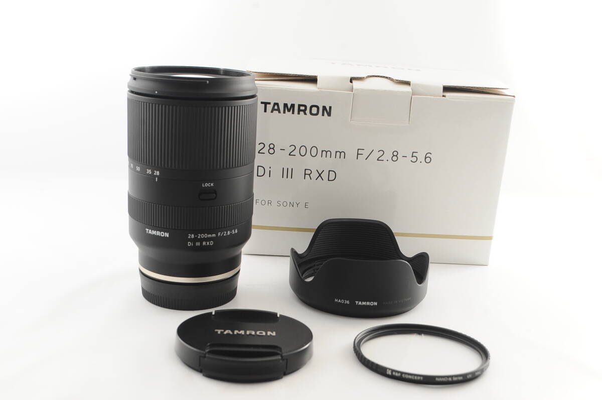 ★新品級・箱付★ タムロン TAMRON 28-200mm F2.8-5.6 Di III RXD ソニーEマウント カビ、クモリ無し 付属品満載 #1979
