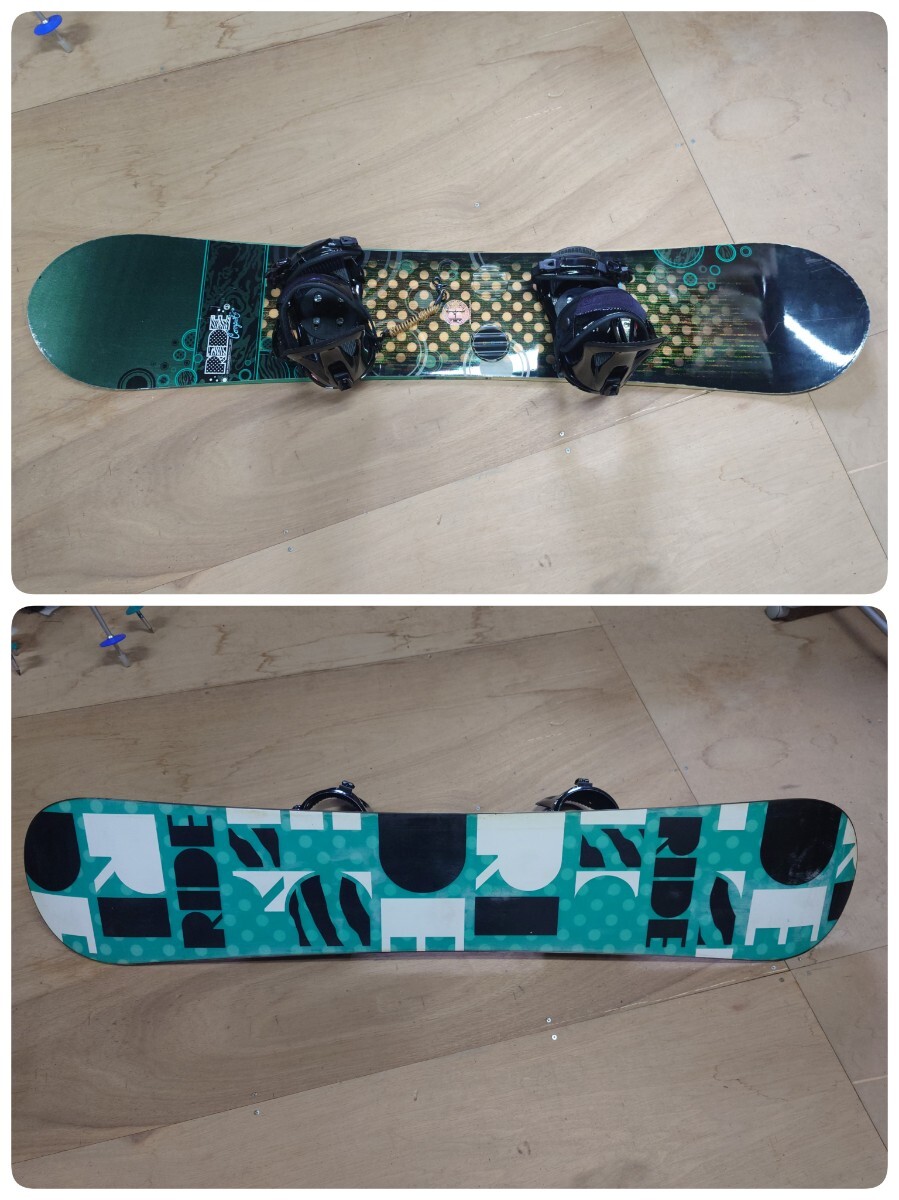 ● J) RIDE compact シリーズ 143cm スノーボード ゴールド×ブラック Head ビンディング レディース 2点セット 中古 ③