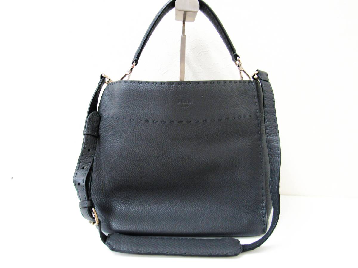 FENDI フェンディ セレリア アンナ スモール 2WAYバッグ ハンドバッグ ショルダーバッグ レザー グレー kdh