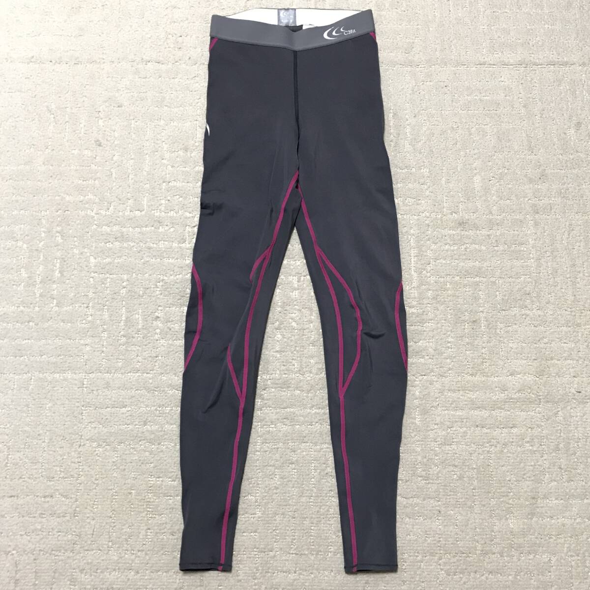 良好◆ellesseコラボ◆C3fit ロングタイツ テニス レディース Mサイズ コンプレッション エレッセ トレーニング ランニング ジョギング