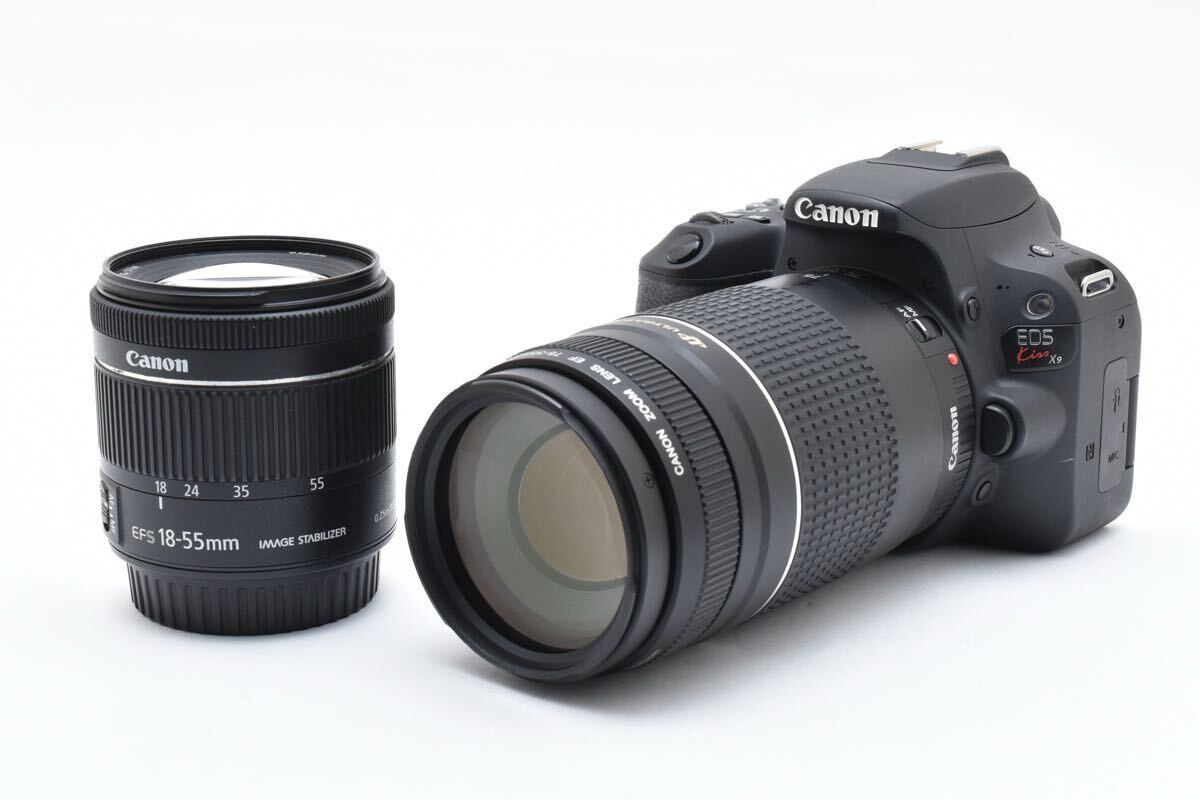 付属品付き/canon kiss x9 デジタル一眼レフカメラ標準&望遠ダブルレンズセット/ EF 18-55mm 1:4-5.6 IS STM/EF 75-300mm F4-5.6 III USM
