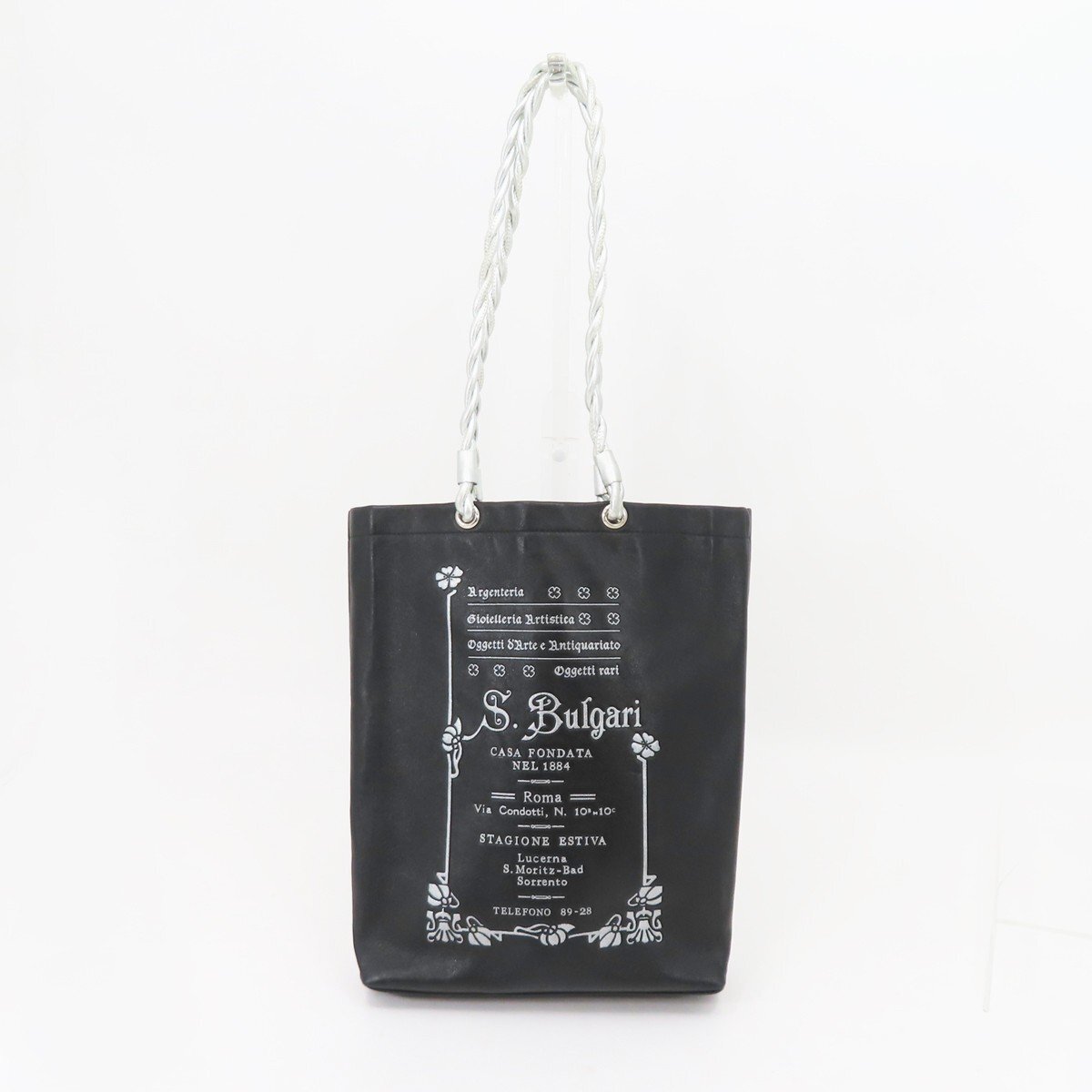 ◇【BVLGARI ブルガリ】コレツィオーネ レザートートバッグ ブラック