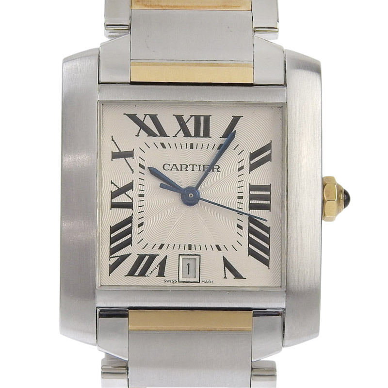 カルティエ CARTIER タンクフランセーズLM メンズ 自動巻き 腕時計 SS/YG ホワイト文字盤 W51005Q4 中古 新入荷 CA0486