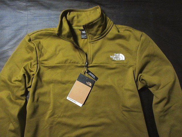 本物正規◆ノースフェイス◆高機能 アクティブハーフジップ/ストレッチ■S■CDR GRID■MOSS GREEN■新品/アメリカ限定/裏立体フリース/10B