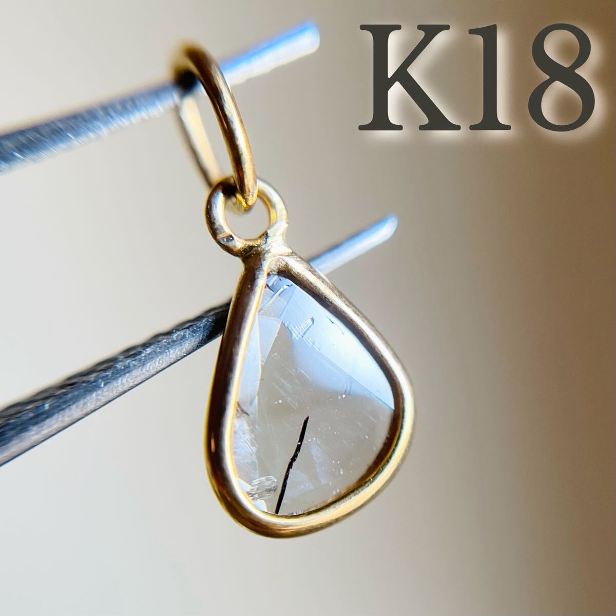 K18YG 天然ダイヤモンド スライスダイヤモンド　チャーム　ペンダントトップ　diamond