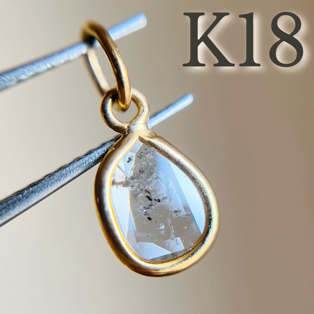 K18YG 天然ダイヤモンド スライスダイヤモンド　チャーム　ペンダントトップ　diamond 5