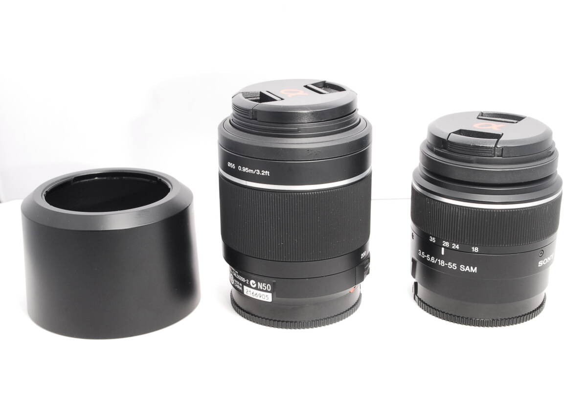 〓外観綺麗なレンズ2本セット　フード付〓ソニー　SONY DT 55-200㎜ F4-5.6 DT 18-55㎜ F3.5-5.6