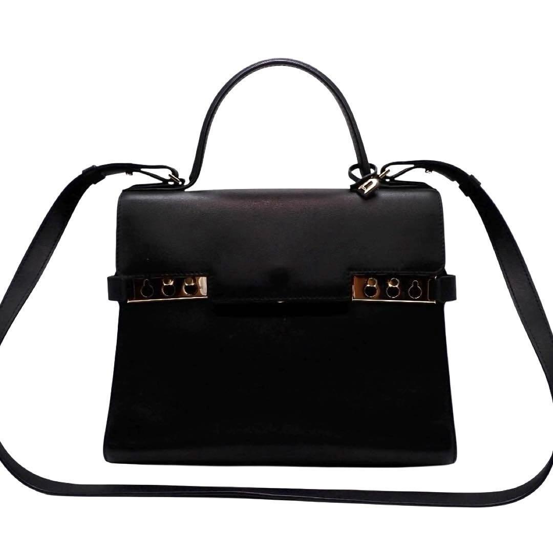 デルヴォー　タンペート MM　2way ハンドバッグ　ショルダーバッグ　デルボー　DELVAUX　ブラック　レザー　TEMPETE　カーフ　4044