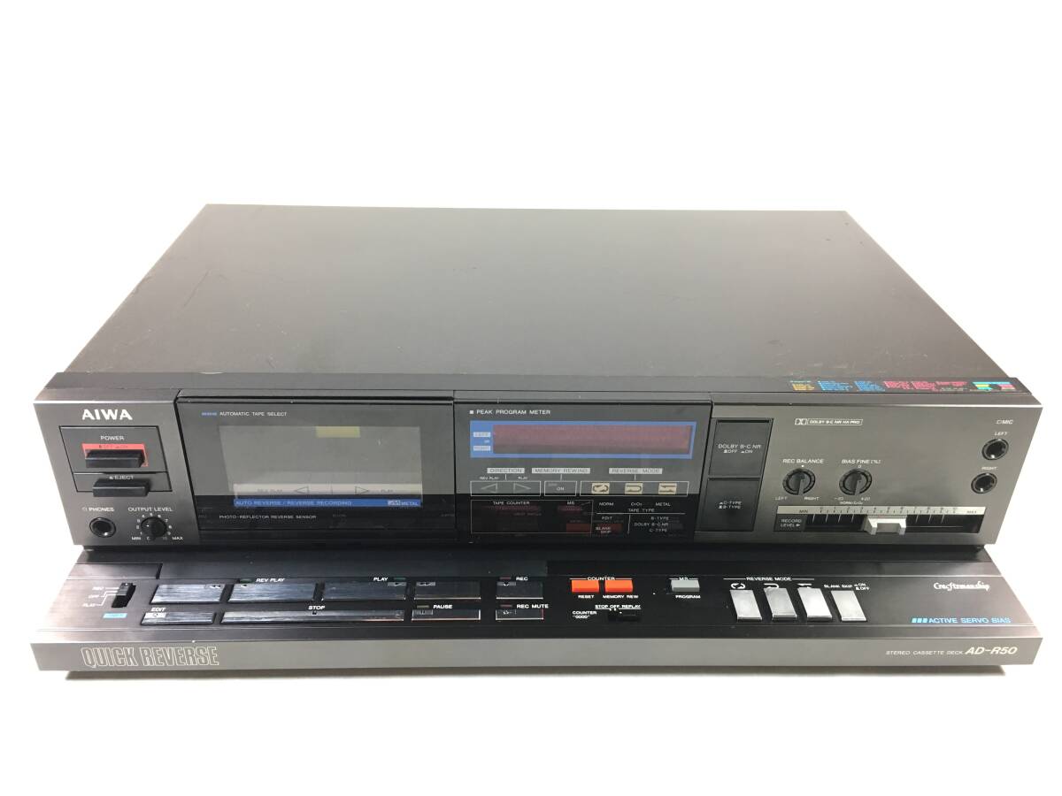 ＡＩＷＡ　ＡＤ－Ｒ５０　クイックリバース シングルカセットデッキ ベルト新品交換済 アウトプットレベル調整可能 マイク入力[L][R]可能　