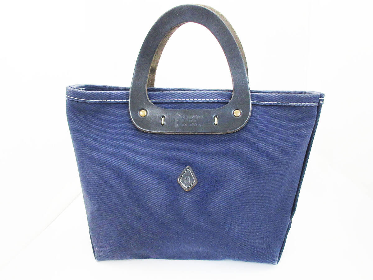 kkm10248 CLEDRAN キャンバス レザー ハンドバッグ クレドラン ネイビー